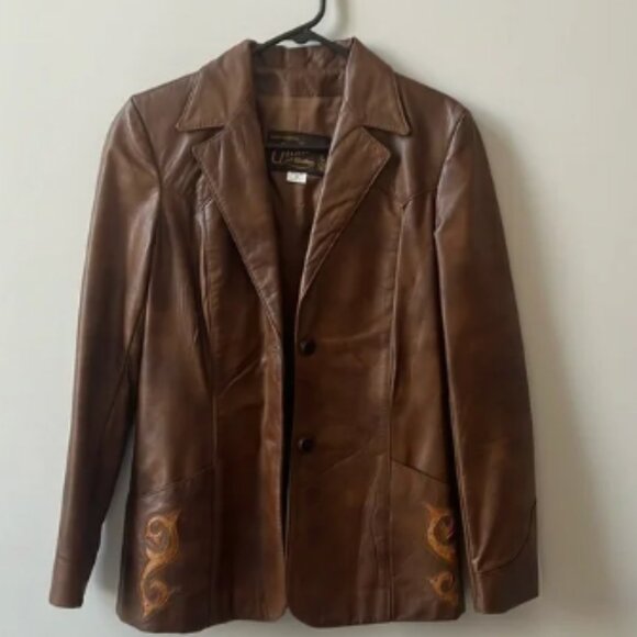 Vintage Brown Leather Blazer Altman of Dallas